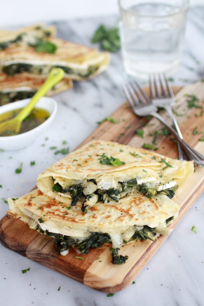 Spinach-Artichoke-and-Brie-Crepes-with-Sweet-Honey-Sauce-2