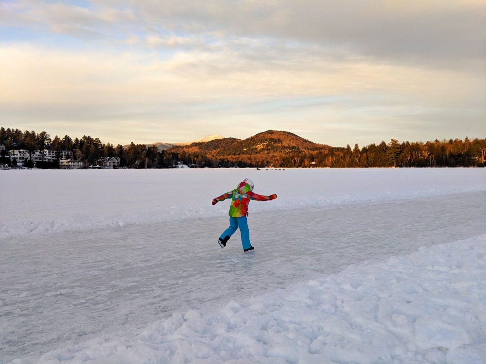 ice skating on mirror lake