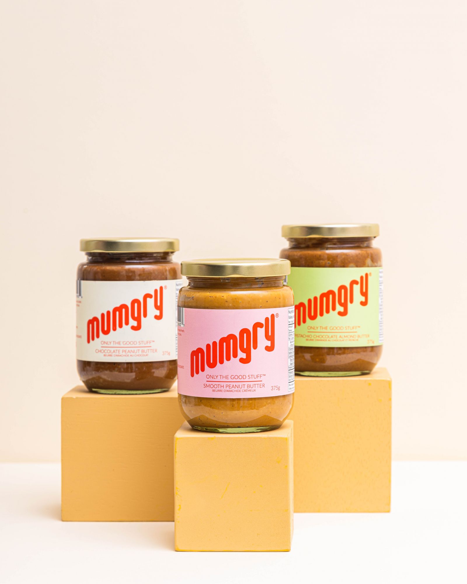 Three jars of mumgry nut butter